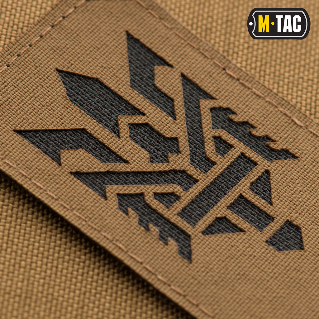 M-Tac нашивка Тризуб (стилізація) Laser Cut вертикальна Coyote/Black
