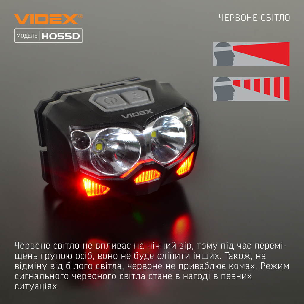 Налобний світлодіодний ліхтарик VIDEX VLF-H055D 500Lm 5000K