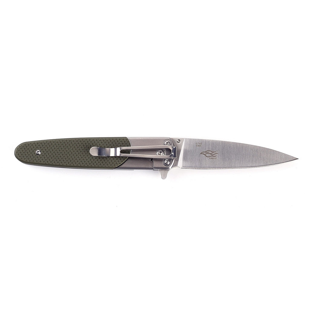 Ніж складаний туристичний Ganzo G743-2 (8.7 см) 440C шорсткий / G10 зелений