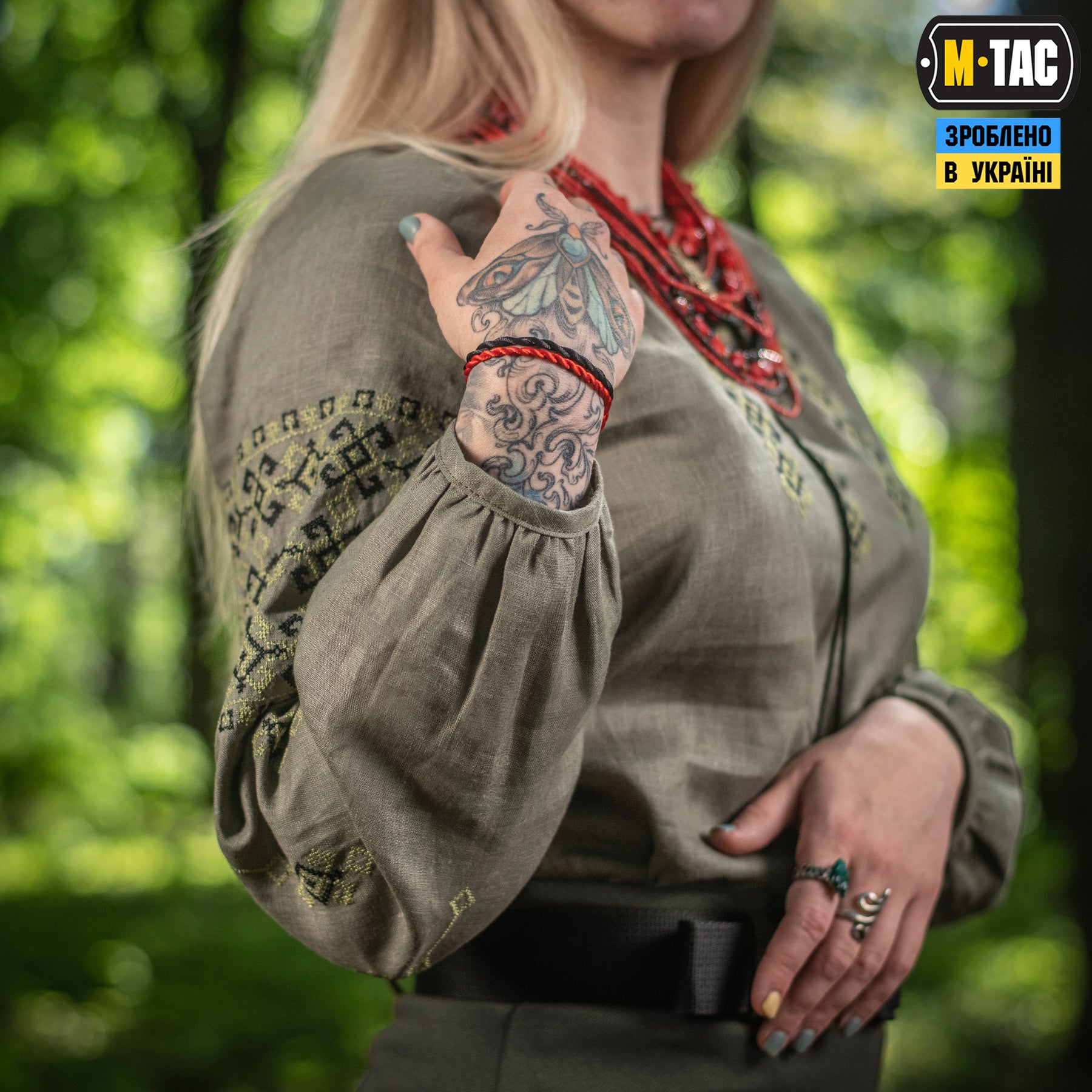 M-Tac вишиванка жіноча 100% льон олива