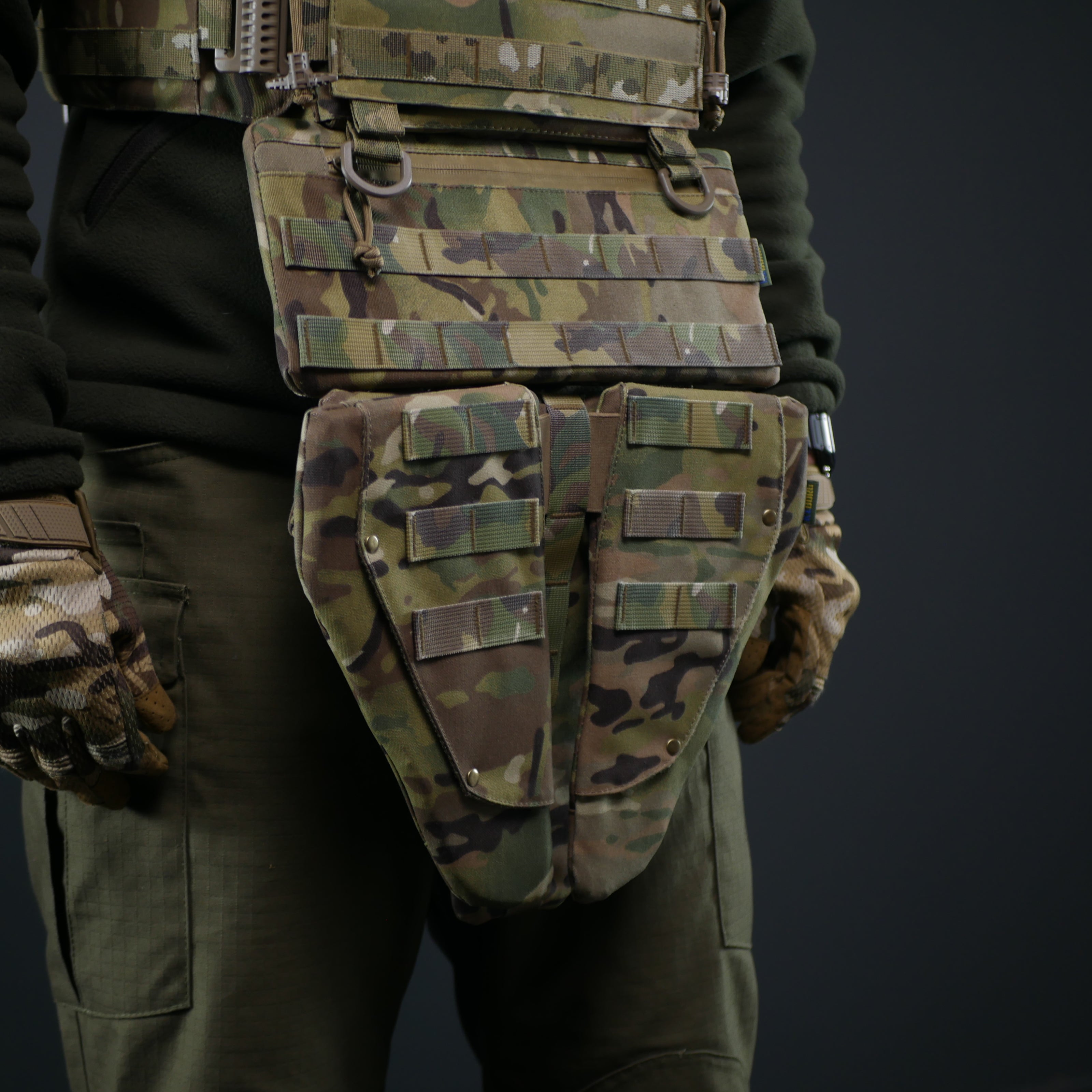 Захист паху (напашник) потрійний Kiborg з балістичним пакетом 1 клас захисту Militex Multicam