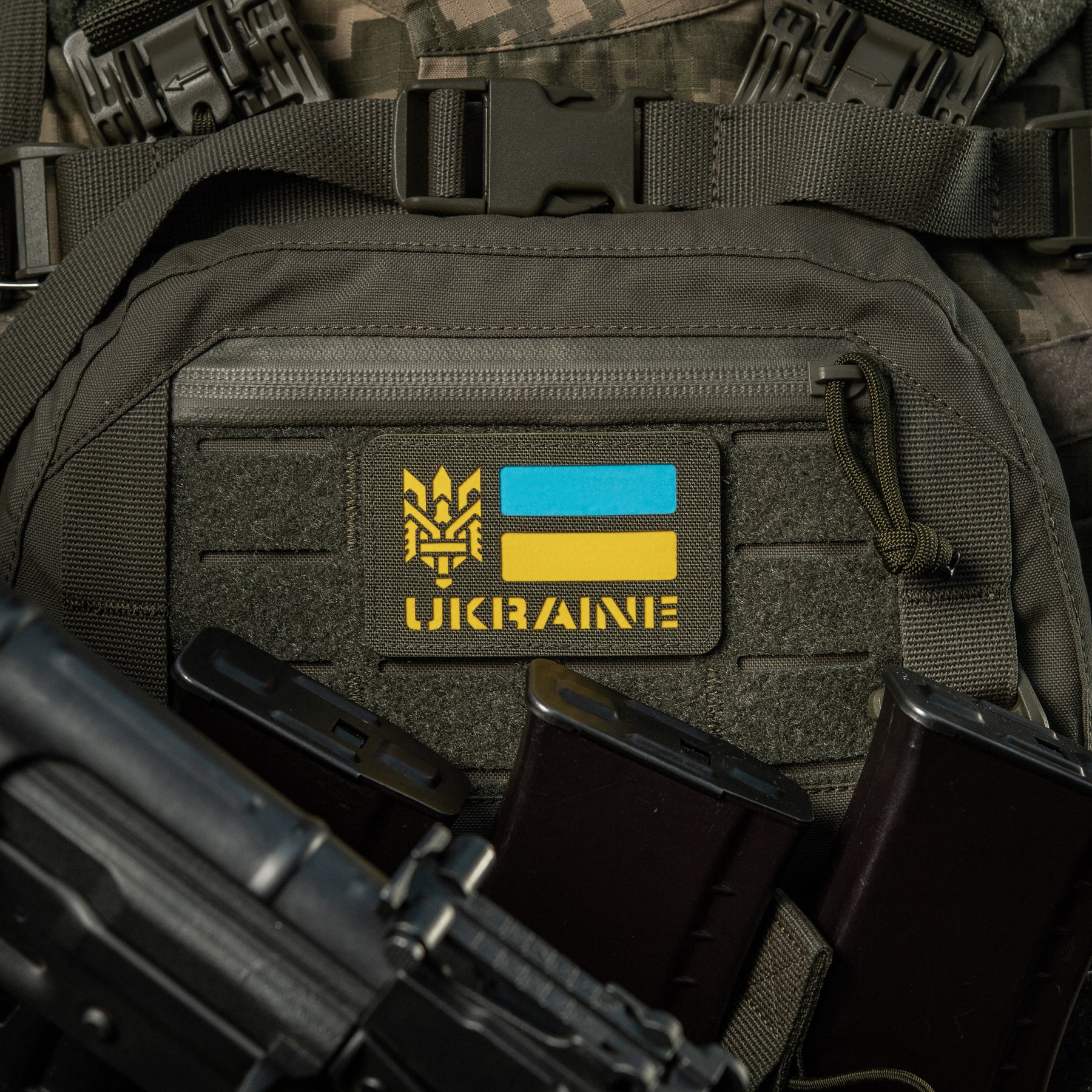 M-Tac нашивка Ukraine (с Тризубом) Laser Cut Ranger Green/Yellow/Blue/GID