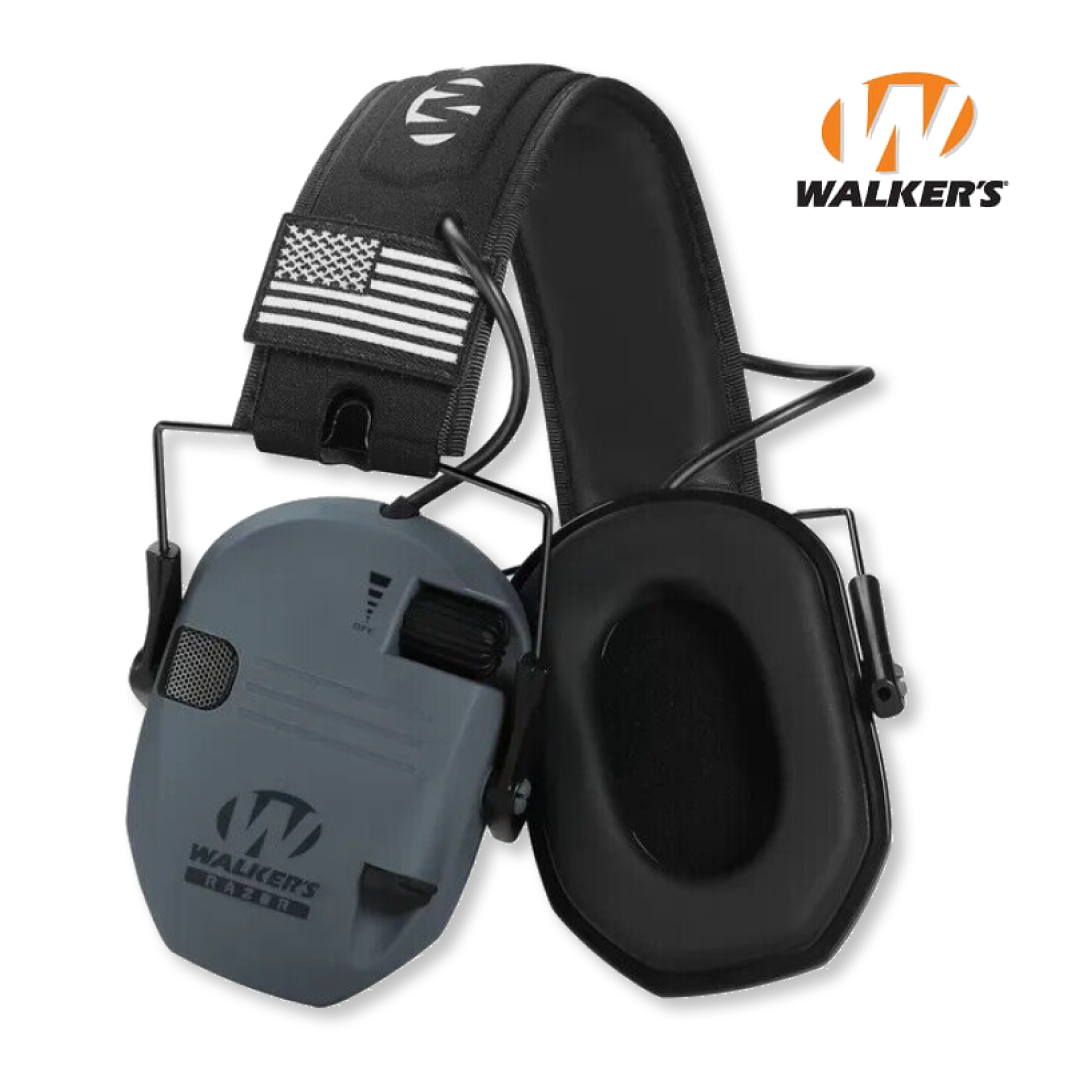 Шумоподавляючі активні навушники з патчами Walker's Razor Slim Patriot Original Сірий