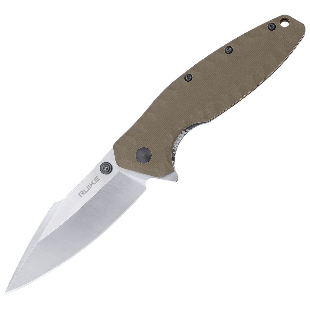 Ніж складаний туристичний Ruike P843-W, (9 см) 12C27 / G10 коричневий