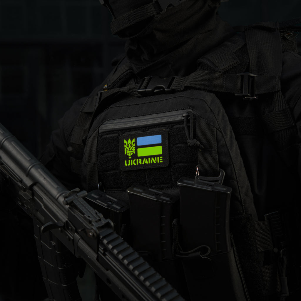 M-Tac нашивка Ukraine (с Тризубом) Laser Cut Black/Yellow/Blue/GID