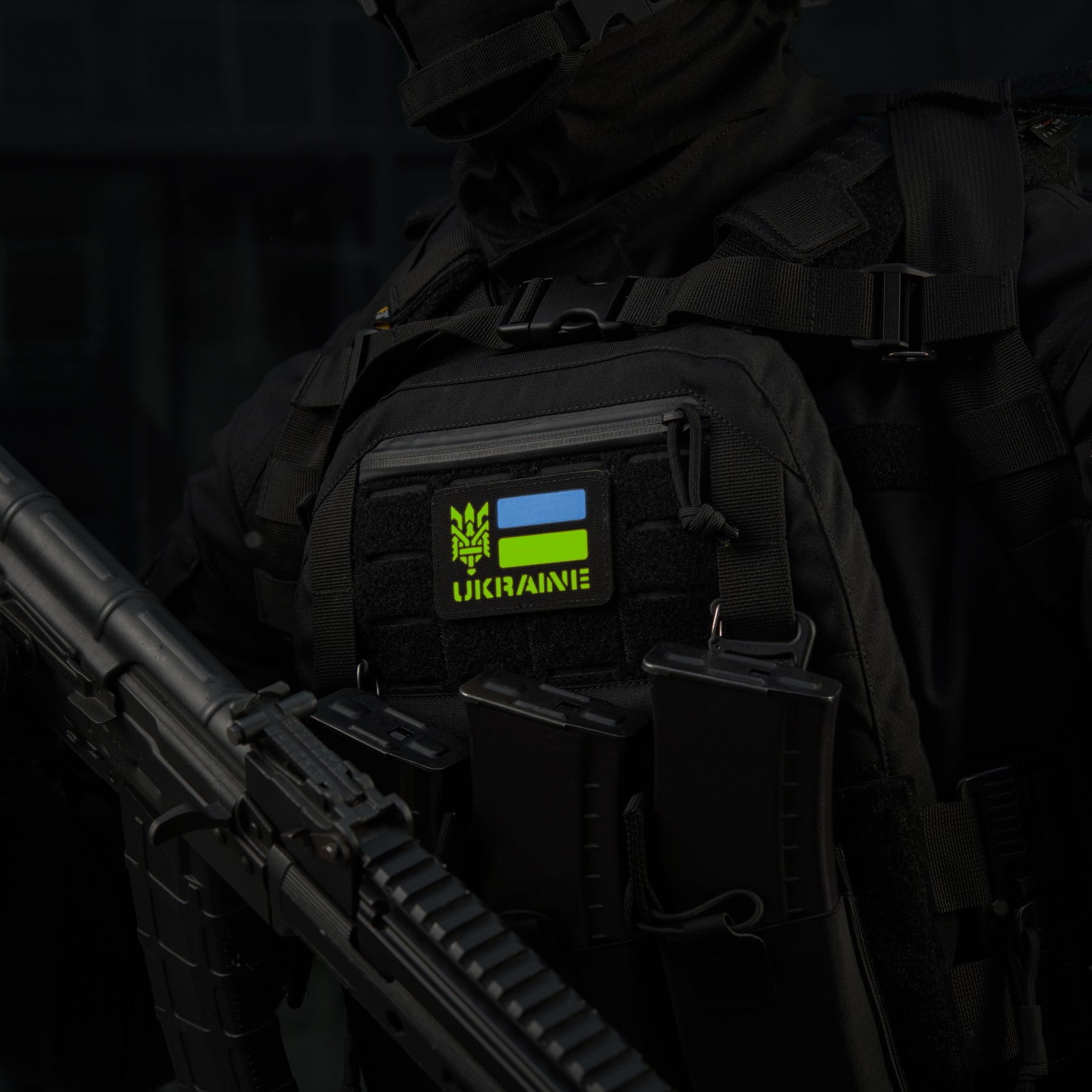 M-Tac нашивка Ukraine (с Тризубом) Laser Cut Black/Yellow/Blue/GID