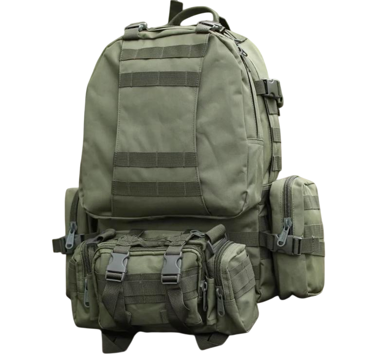 Військово-тактичний рюкзак Molle Assault 55 L+ 3 органайзери Олива