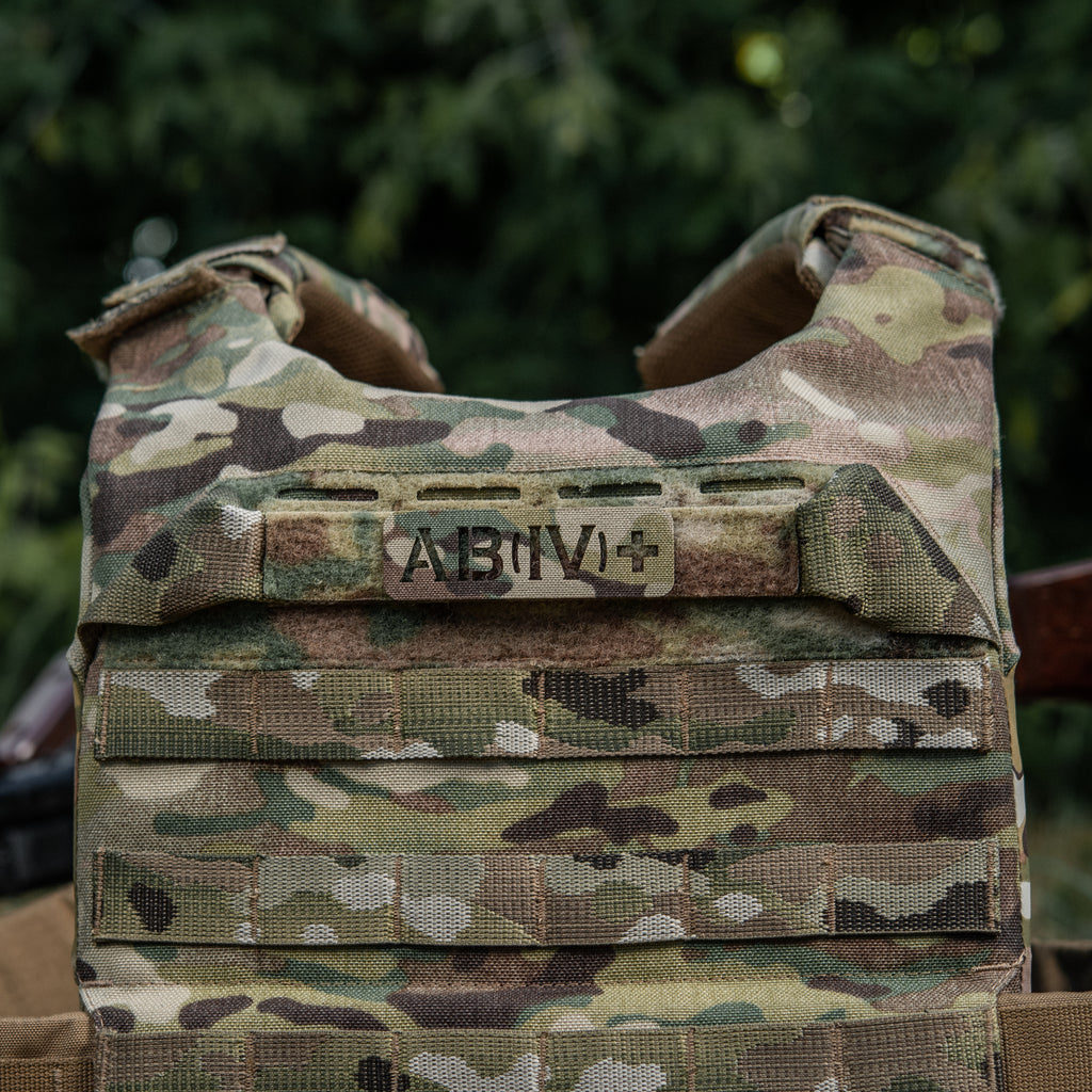 M-Tac нашивка група крові AB (IV) + наскрізна Laser Cut 25х80 Multicam