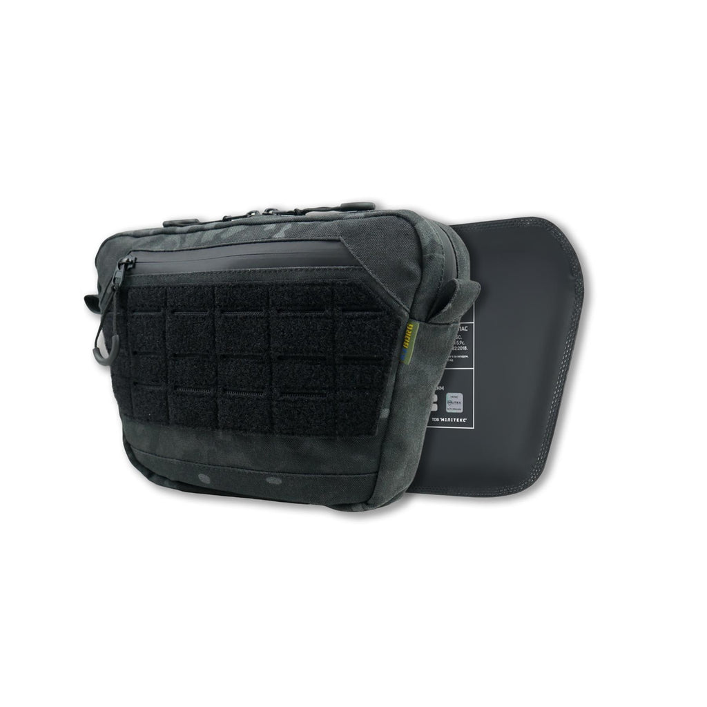 Сумка-напашник M Kiborg з балістичним пакетом 1 клас захисту Militex GU Сordura Black Multicam