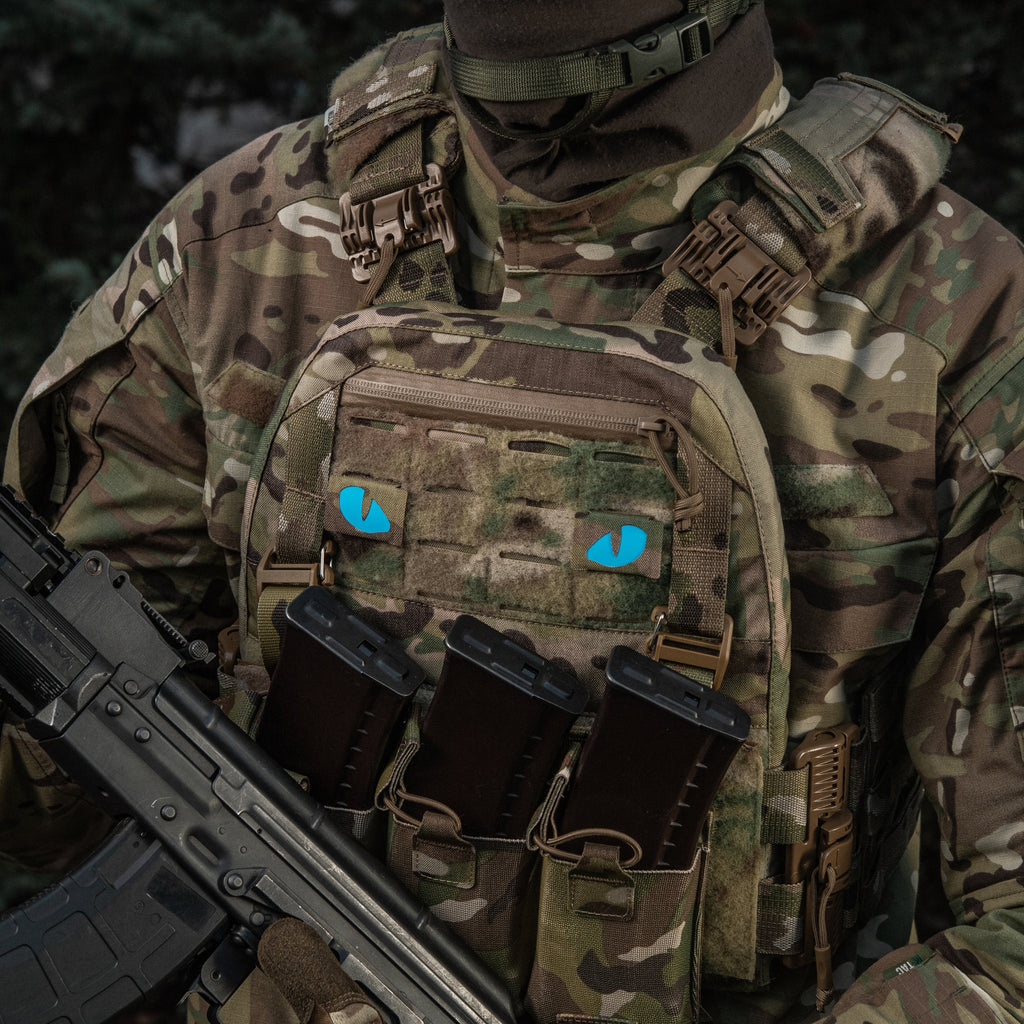 M-Tac нашивка Tiger Eyes Laser Cut (пара) Multicam/Blue/GID