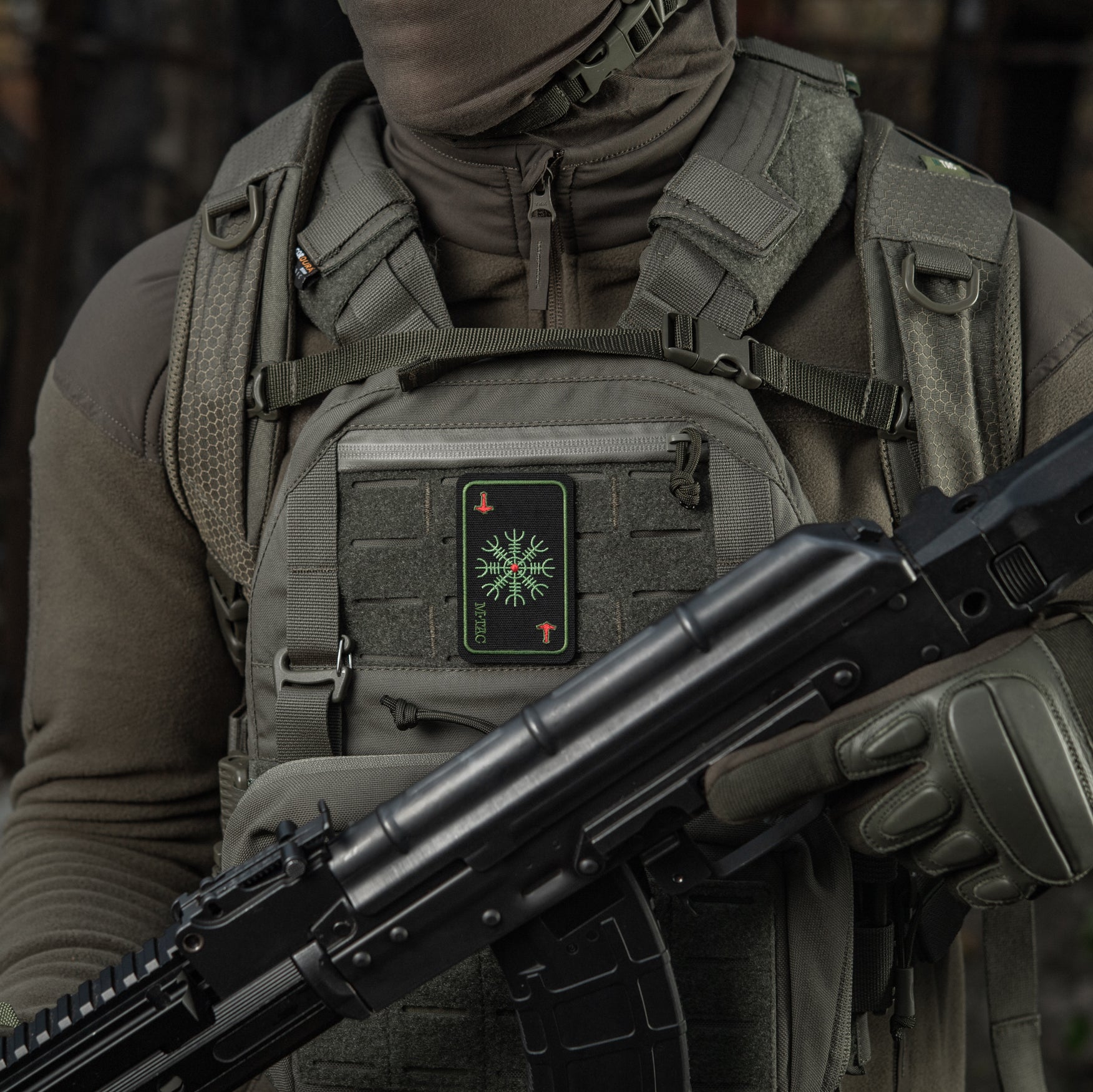 M-Tac нашивка карта Компас Вікінгів (вишивка) Black/Olive