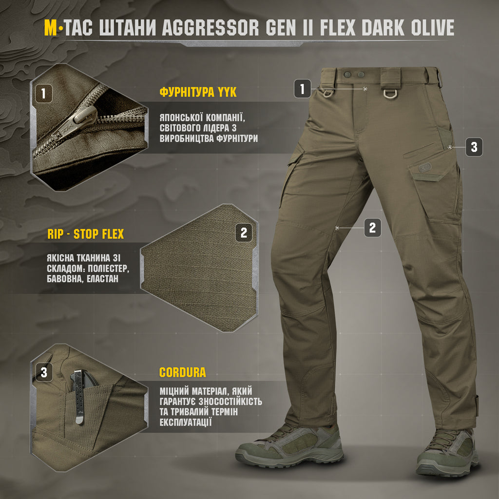 M-Tac штани Aggressor Gen ІІ Flex Dark Olive