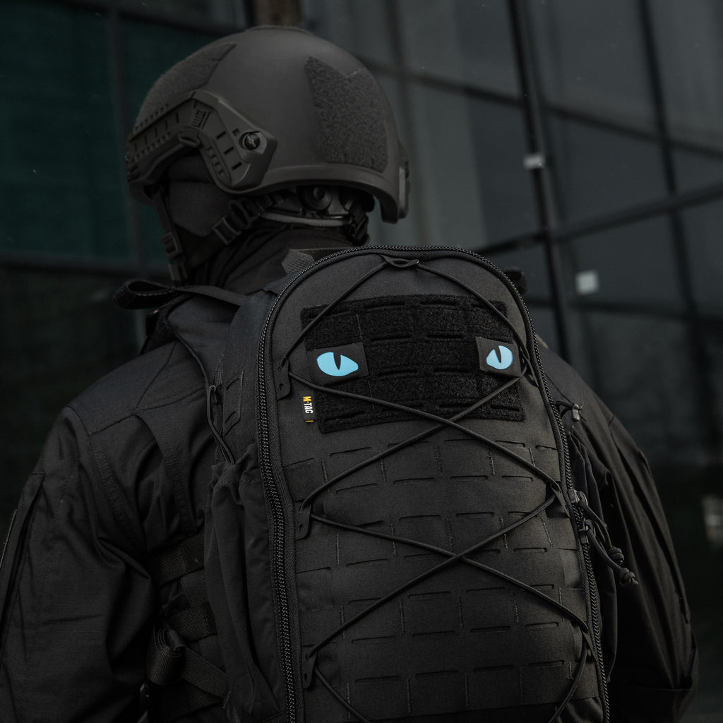 M-Tac нашивка Tiger Eyes Laser Cut (пара) Black/Blue/GID