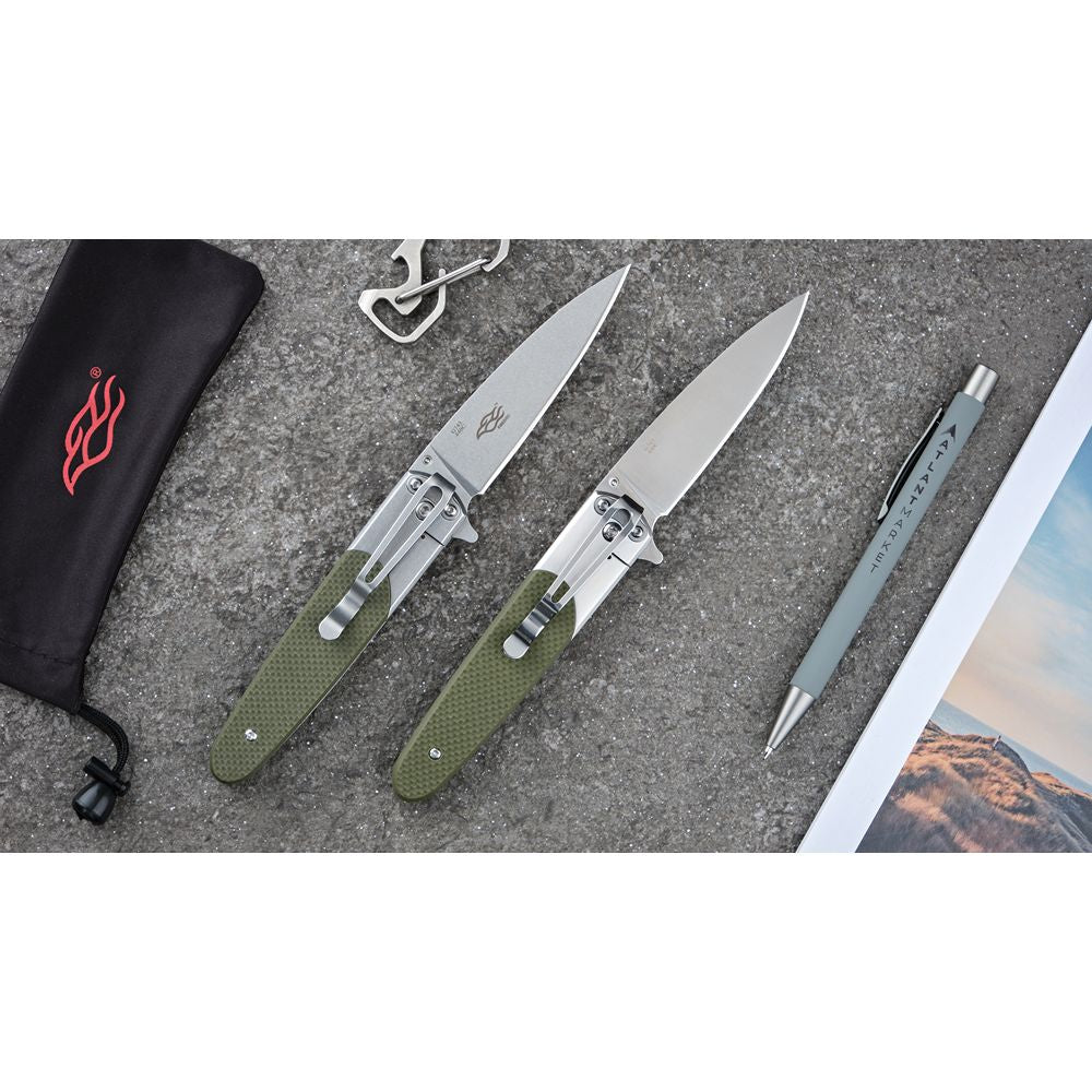 Ніж складаний туристичний Ganzo G743-2 (8.7 см) 440C шорсткий / G10 зелений