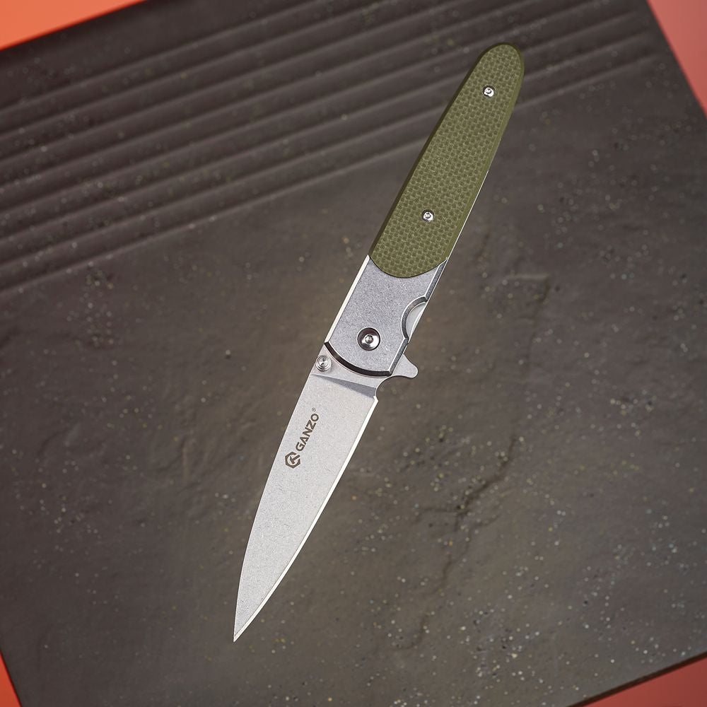 Ніж складаний туристичний Ganzo G743-2 (8.7 см) 440C шорсткий / G10 зелений