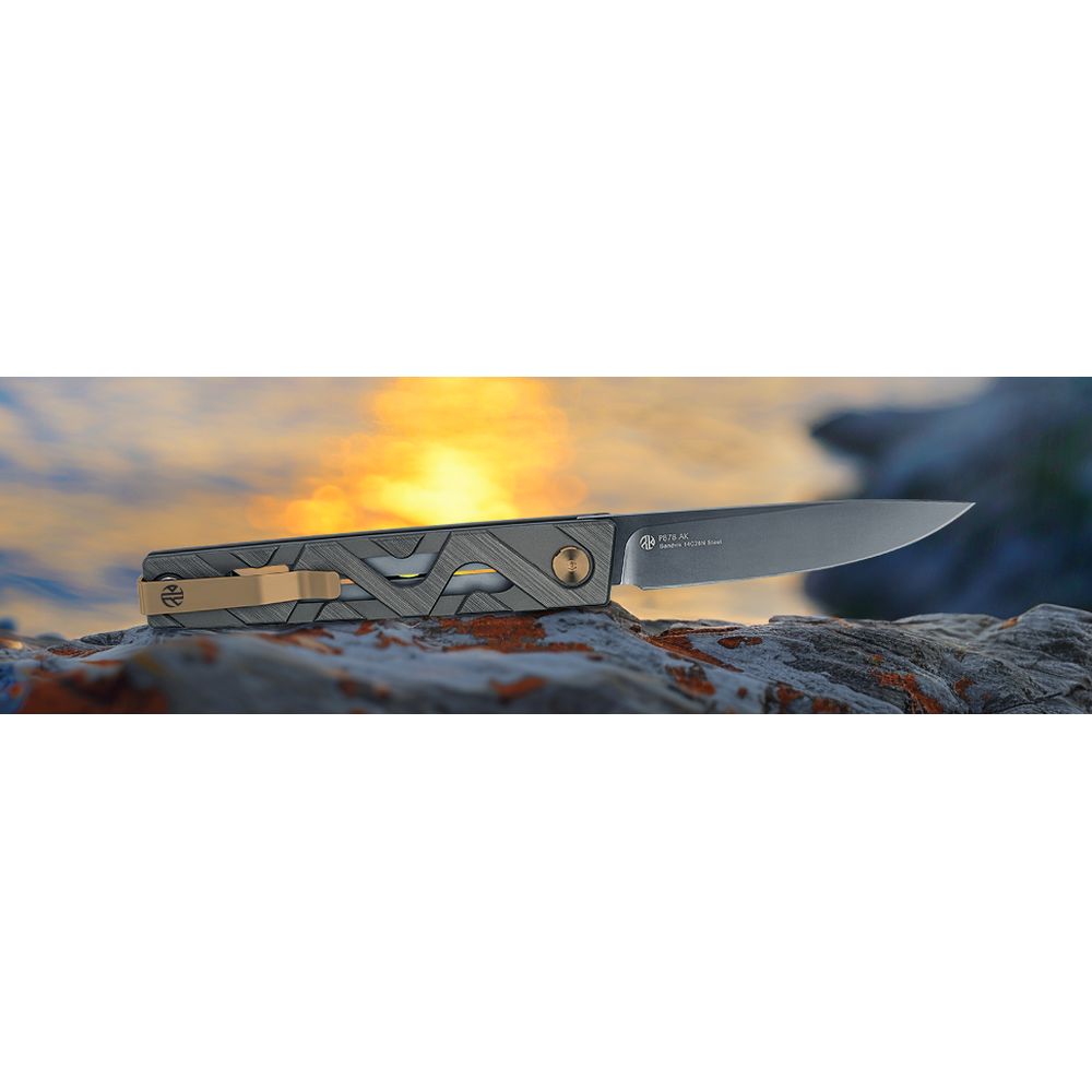 Ніж складаний туристичний Ruike P878-AK, (8.7 см) 14C28N / 6063Aluminum сірий