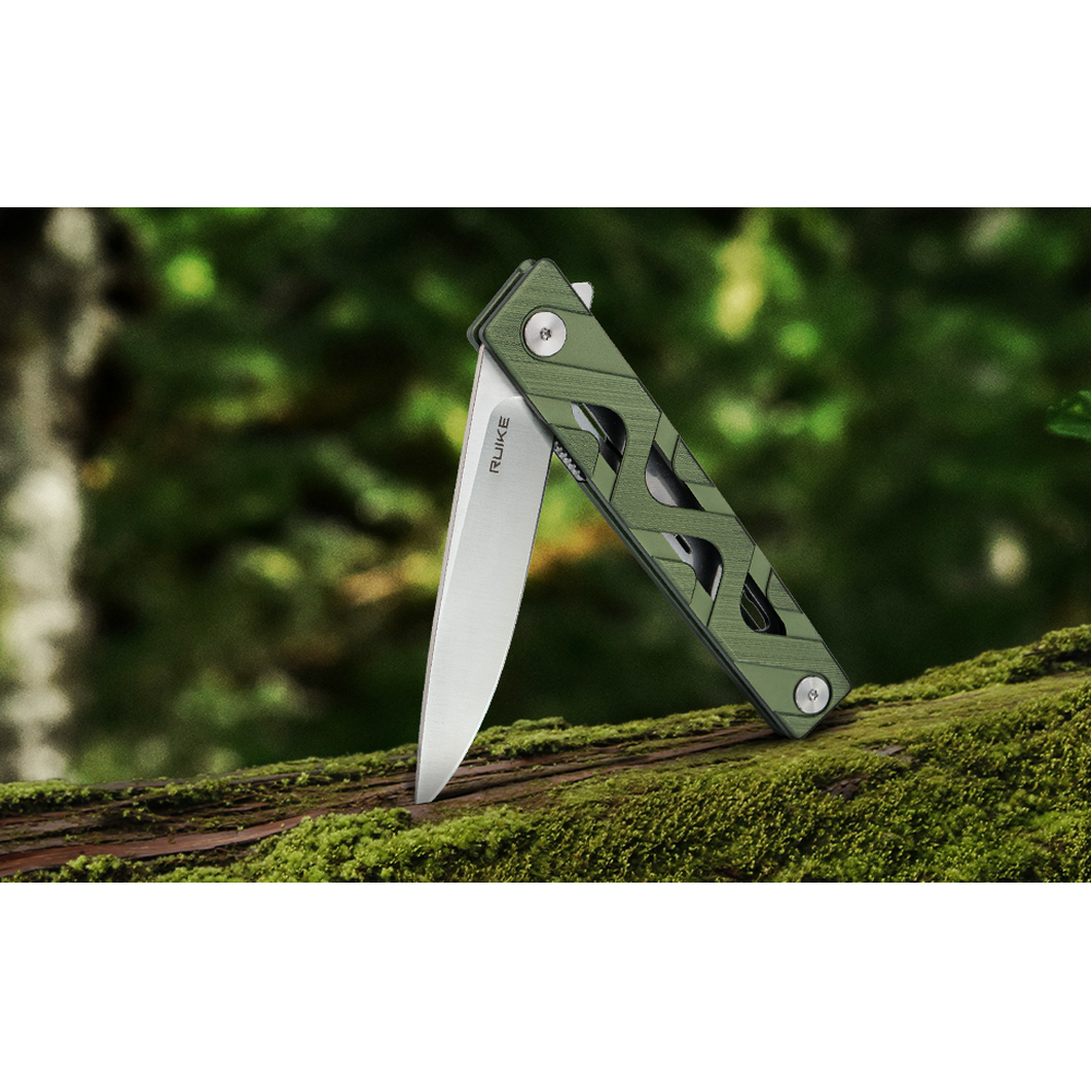 Ніж складаний туристичний Ruike P878-AG, (8.7 см) 14C28N / 6063Aluminum зелений