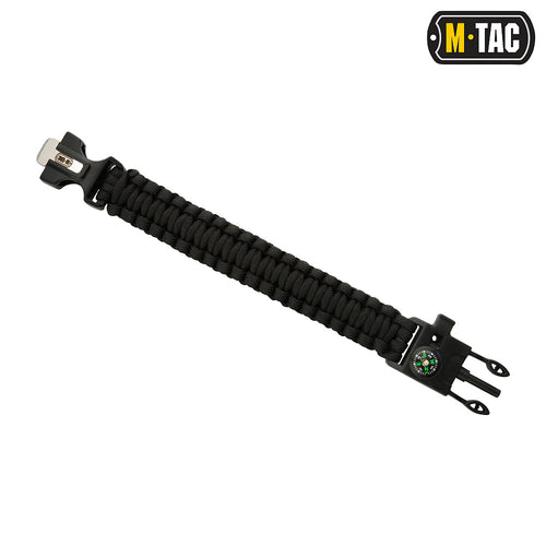 M-Tac браслет паракорд з іскровисікателем і свистком Black