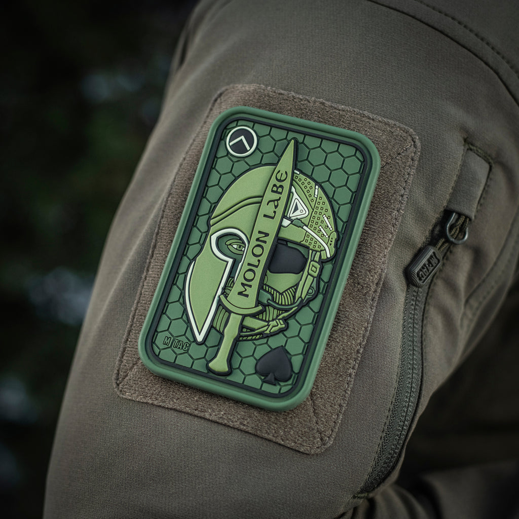 M-Tac нашивка Molon Labe Ace 3D ПВХ олива