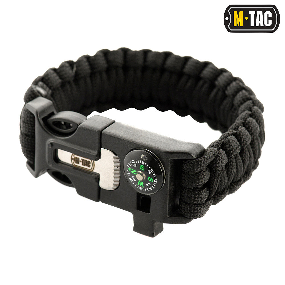 M-Tac браслет паракорд з іскровисікателем і свистком Black