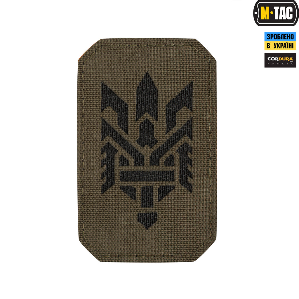 M-Tac нашивка Тризуб (стилізація) Laser Cut вертикальна Ranger Green/Black