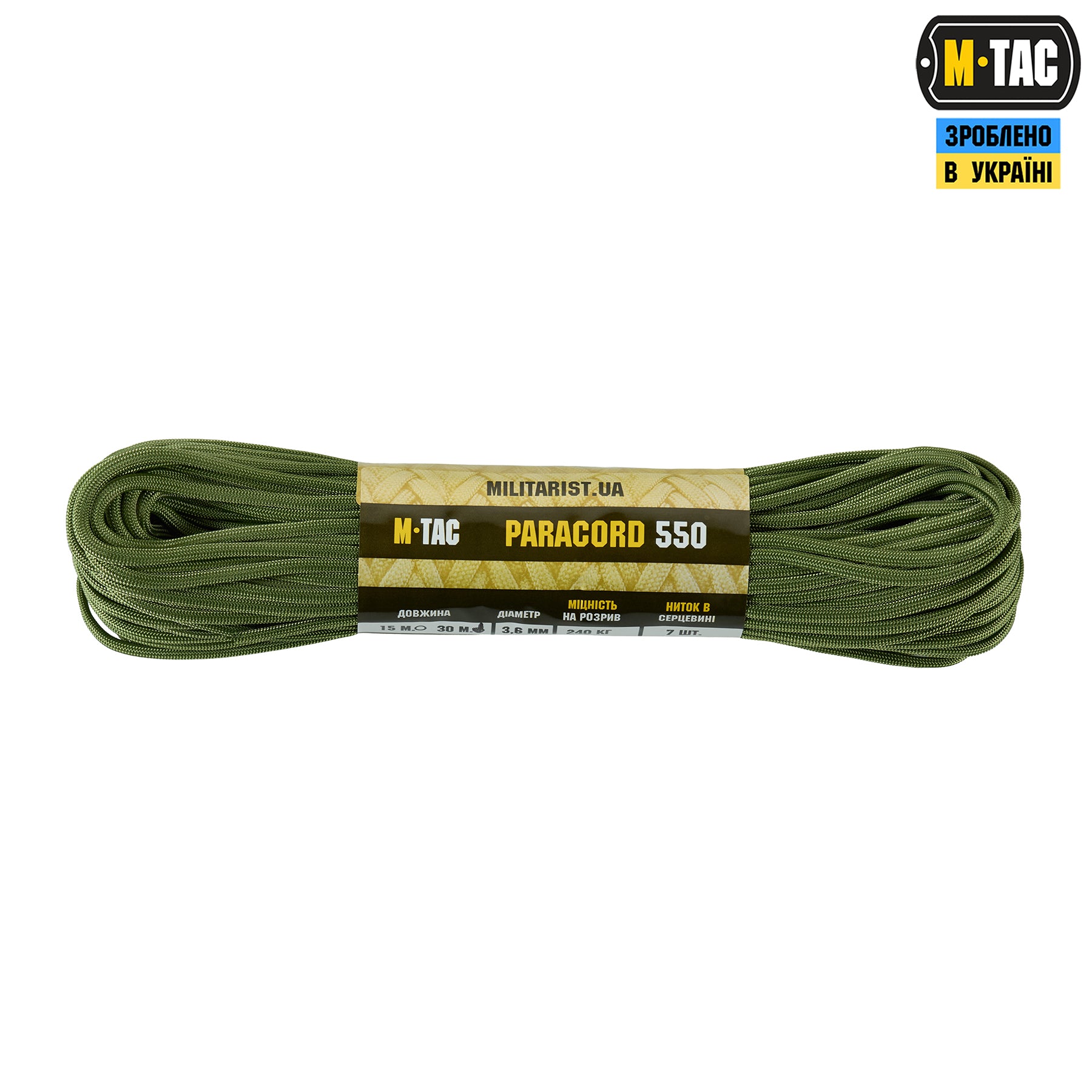 M-Tac паракорд 550 type III Army Green 30м
