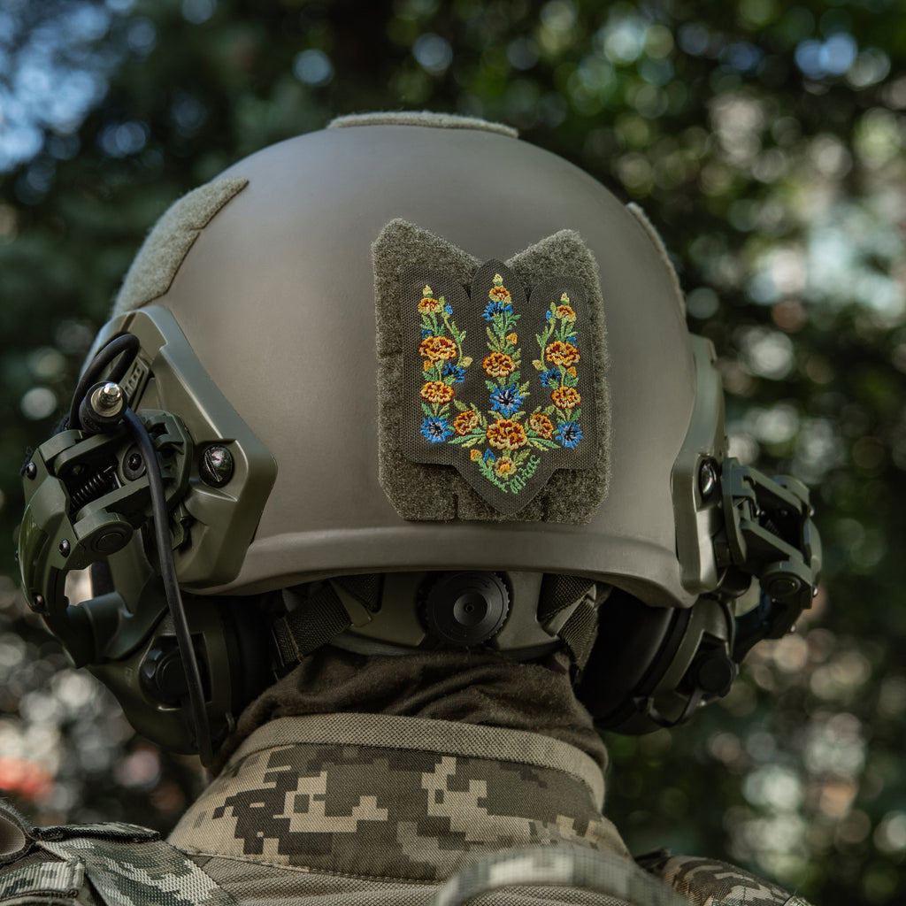 M-Tac нашивка Тризуб Чорнобривці (вишивка) Ranger Green