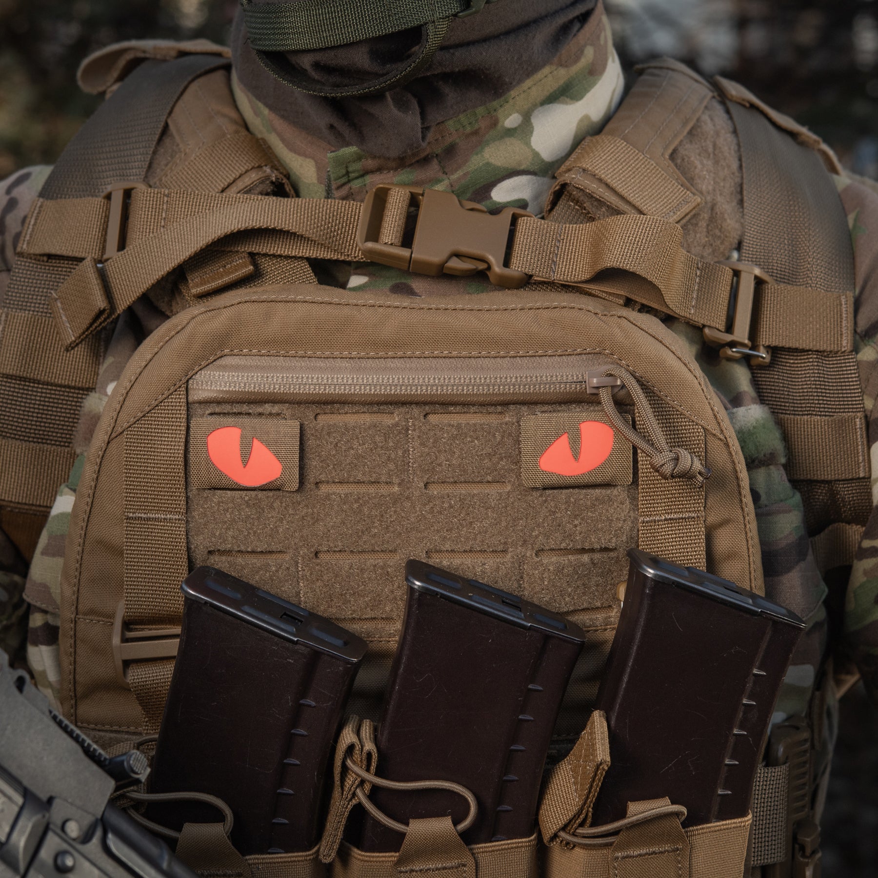 M-Tac нашивка Tiger Eyes Laser Cut (пара) Coyote/Red/GID