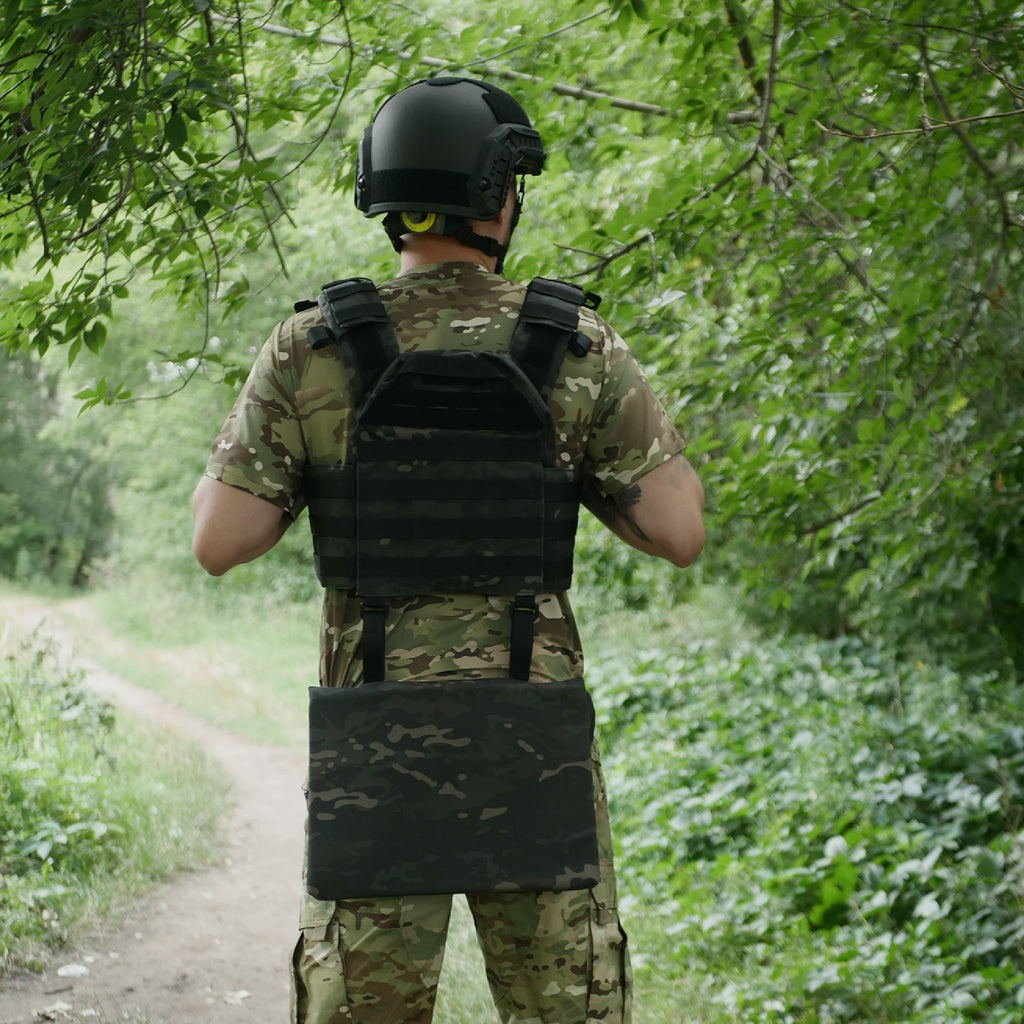 Каремат-сидушка Kiborg з балістичним пакетом 1 клас захисту Militex 20mm Cordura Black Multicam