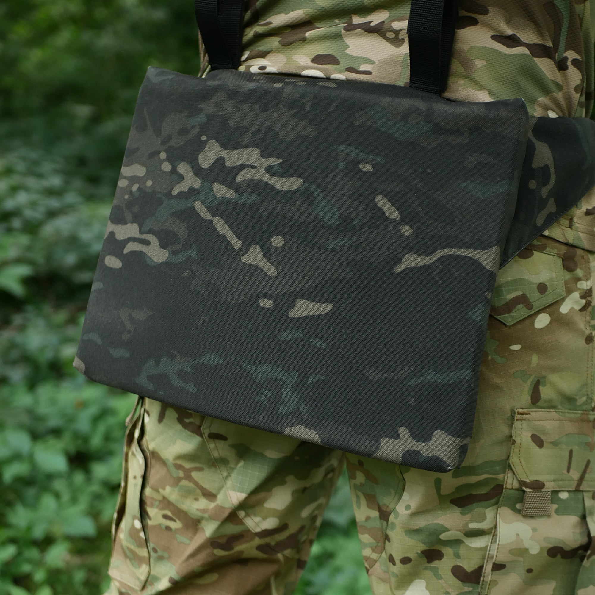 Каремат-сидушка Kiborg з балістичним пакетом 1 клас захисту Militex 20mm Cordura Black Multicam