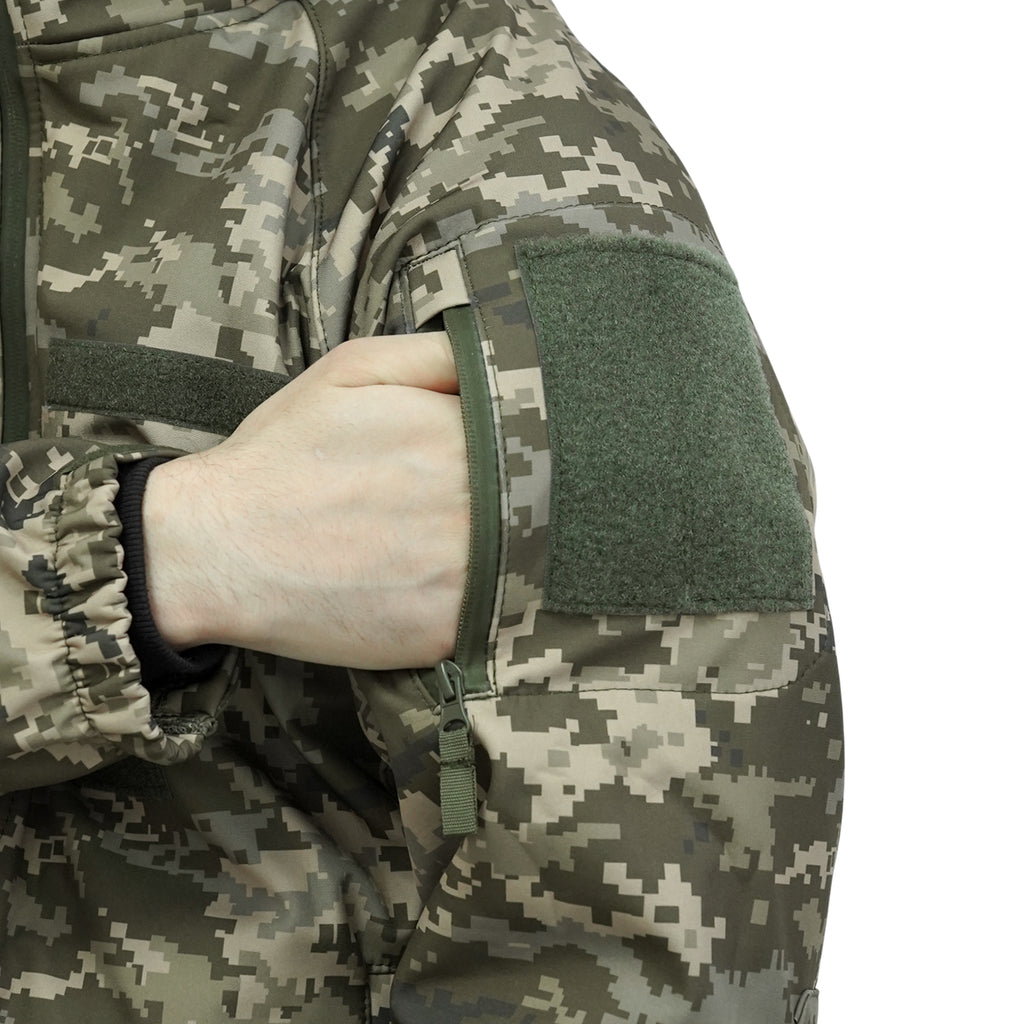 Куртка Windproof Softshell вітрозахисна (піксель), водостійка, фліс 320 г/м²