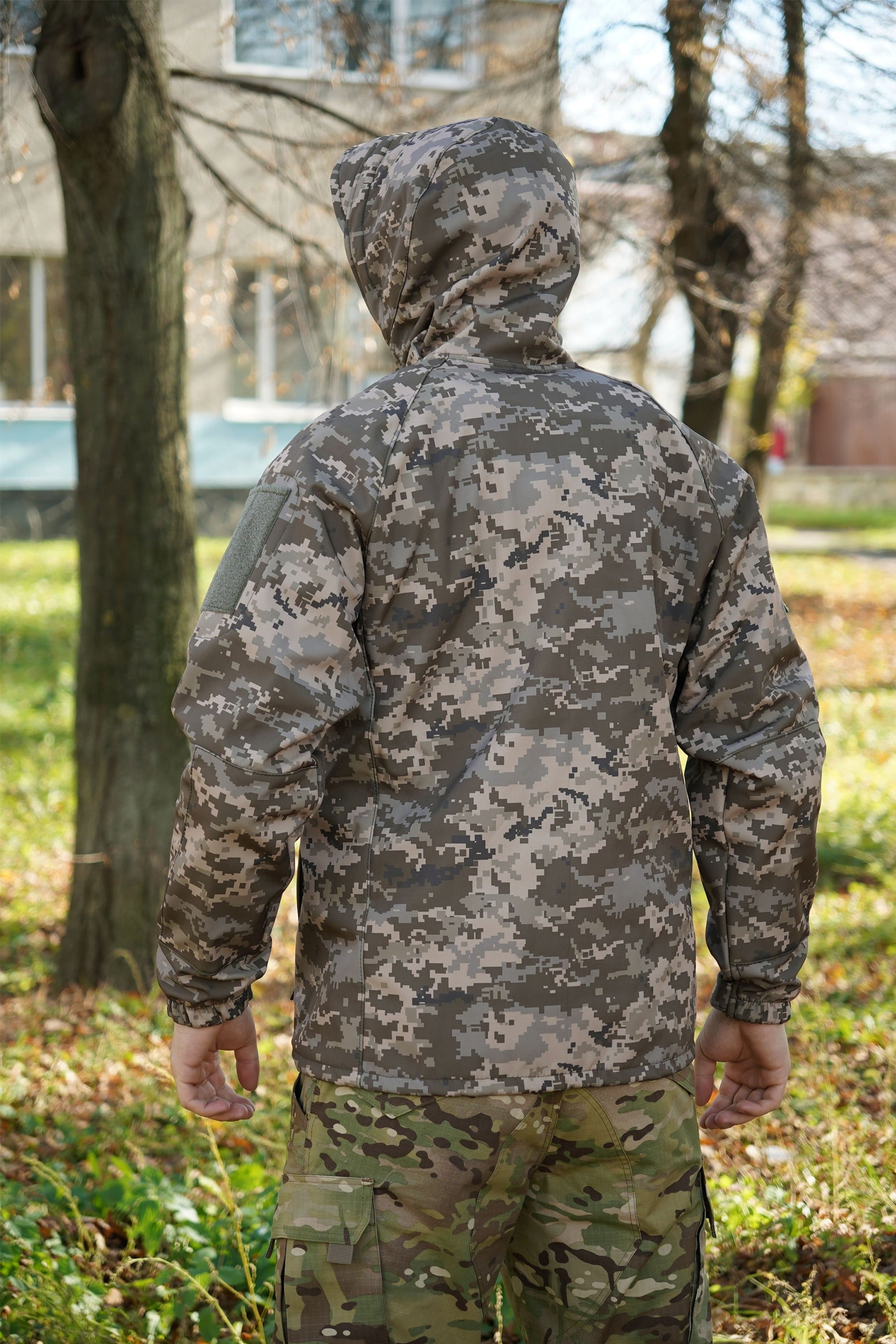 Куртка Windproof Softshell вітрозахисна (піксель), водостійка, фліс 320 г/м²