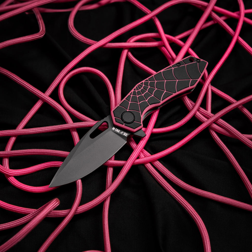 M-Tac ніж складний Type 12 Spider Web Black/Pink