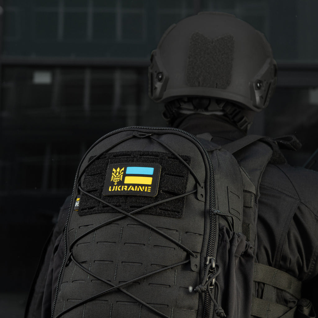 M-Tac нашивка Ukraine (с Тризубом) Laser Cut Black/Yellow/Blue/GID