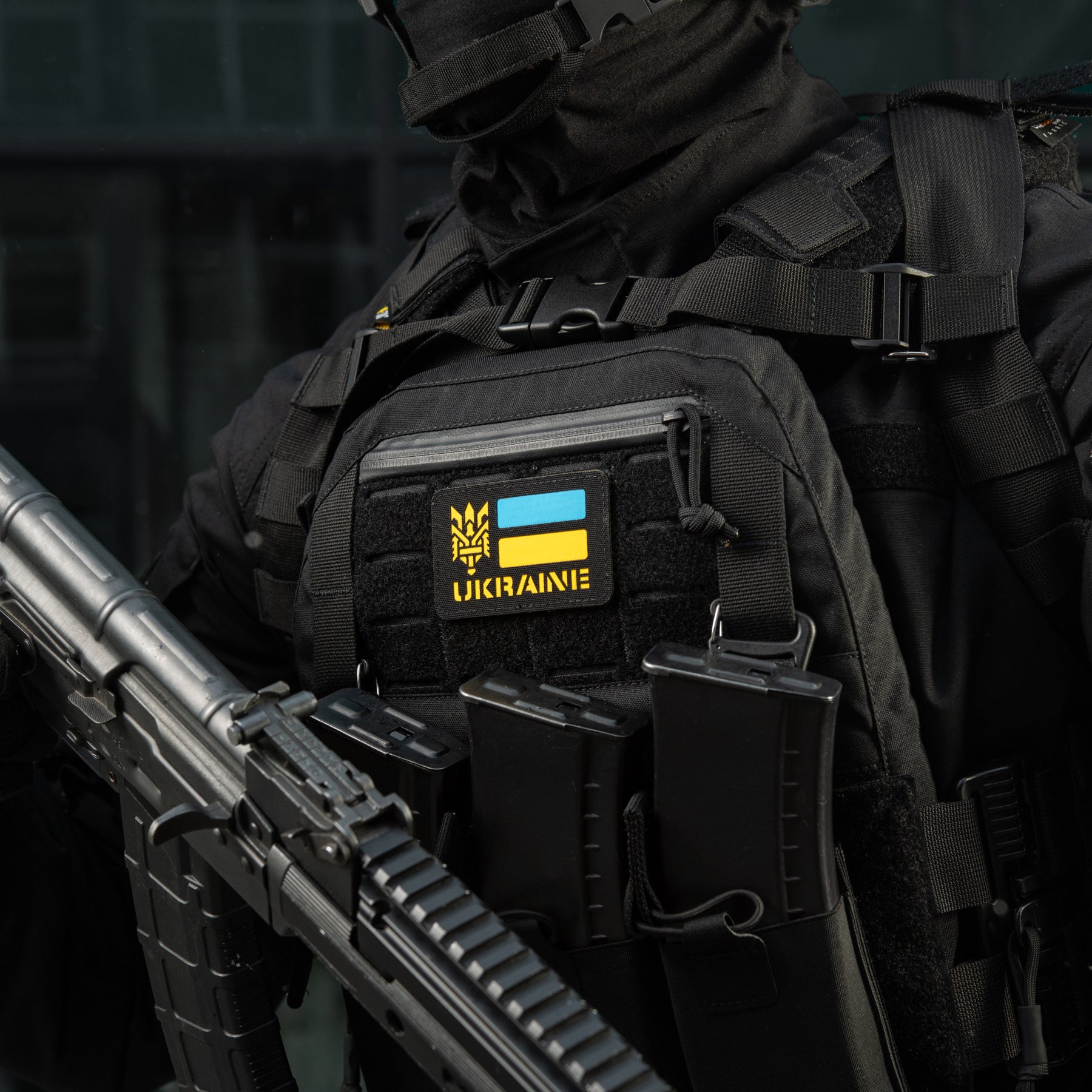 M-Tac нашивка Ukraine (с Тризубом) Laser Cut Black/Yellow/Blue/GID