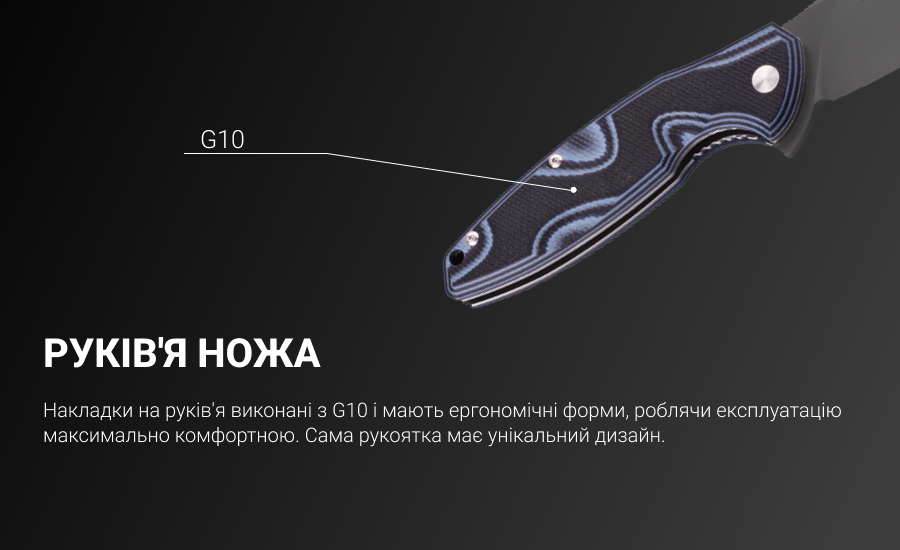 Ніж складаний туристичний Ruike Fang P105-Q, (9.2 см) 14C28N / G10 синій