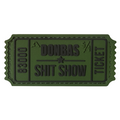 ПВХ патч "БІЛЕТИК DONBAS SHIT SHOW А.Т.А.К.А. X SANCHI" зелено-чорний