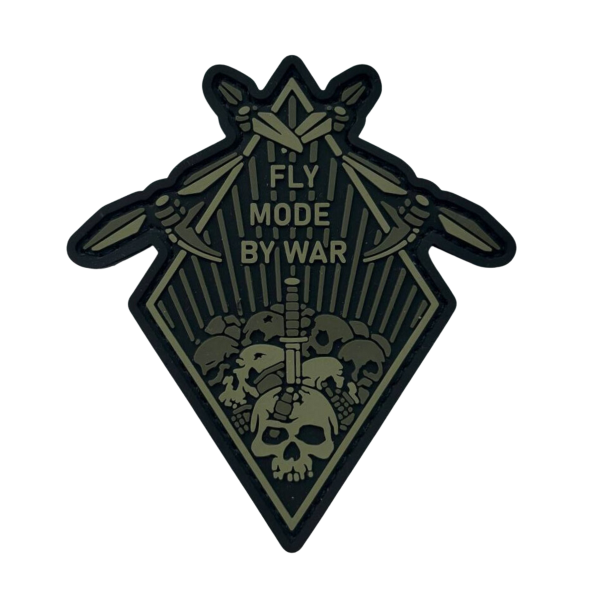 ПВХ патч «FLY MODE BY WAR» олива