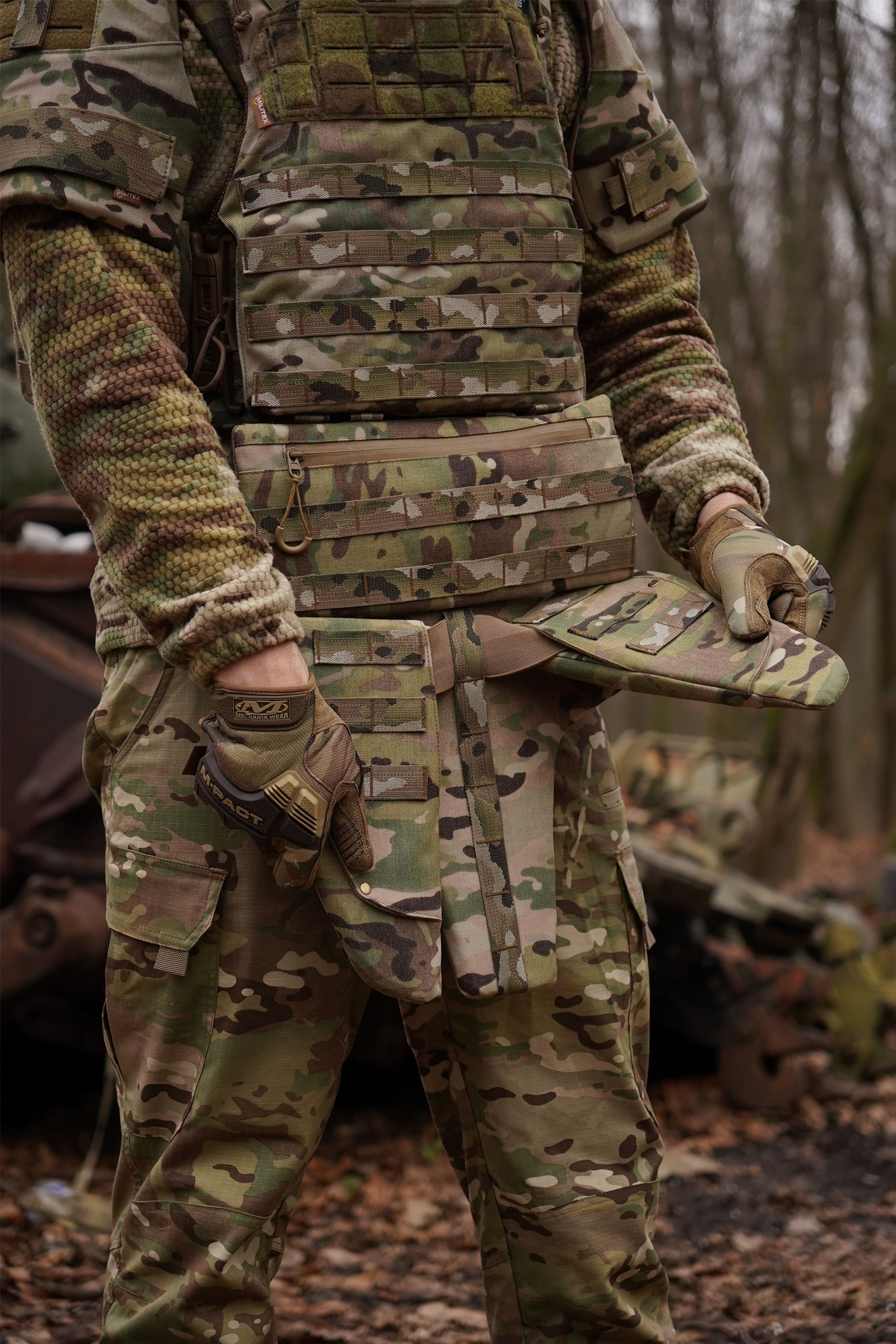 Потрійний захист паху/напашник з балістичним захистом 2 клас Militex cordura USA Мультикам