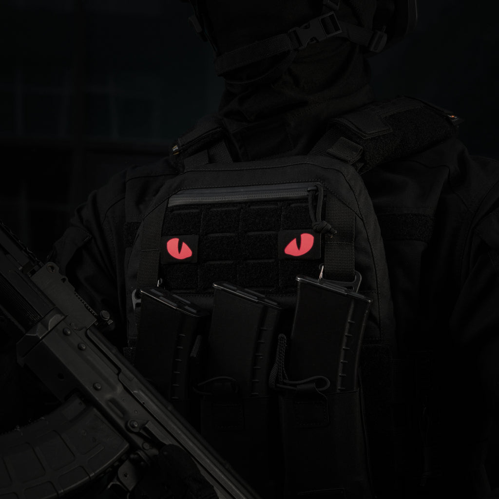 M-Tac нашивка Tiger Eyes Laser Cut (пара) Black/Red/GID