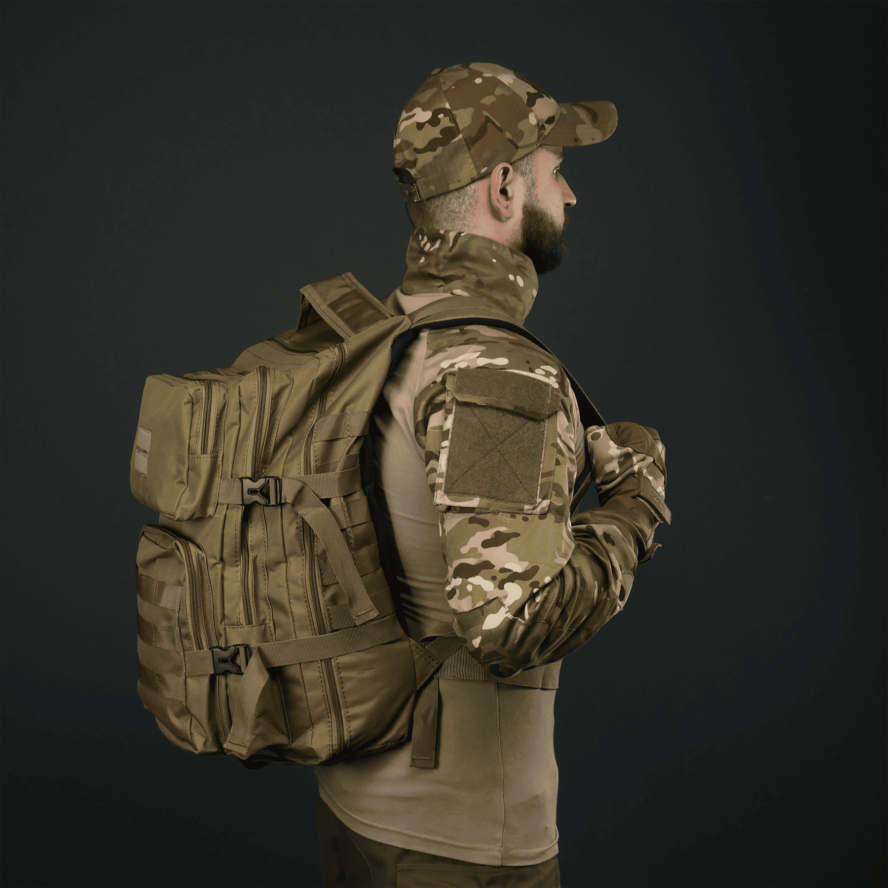 Рюкзак тактичний 30 л з системою MOLLE койот (виробництво Україна)