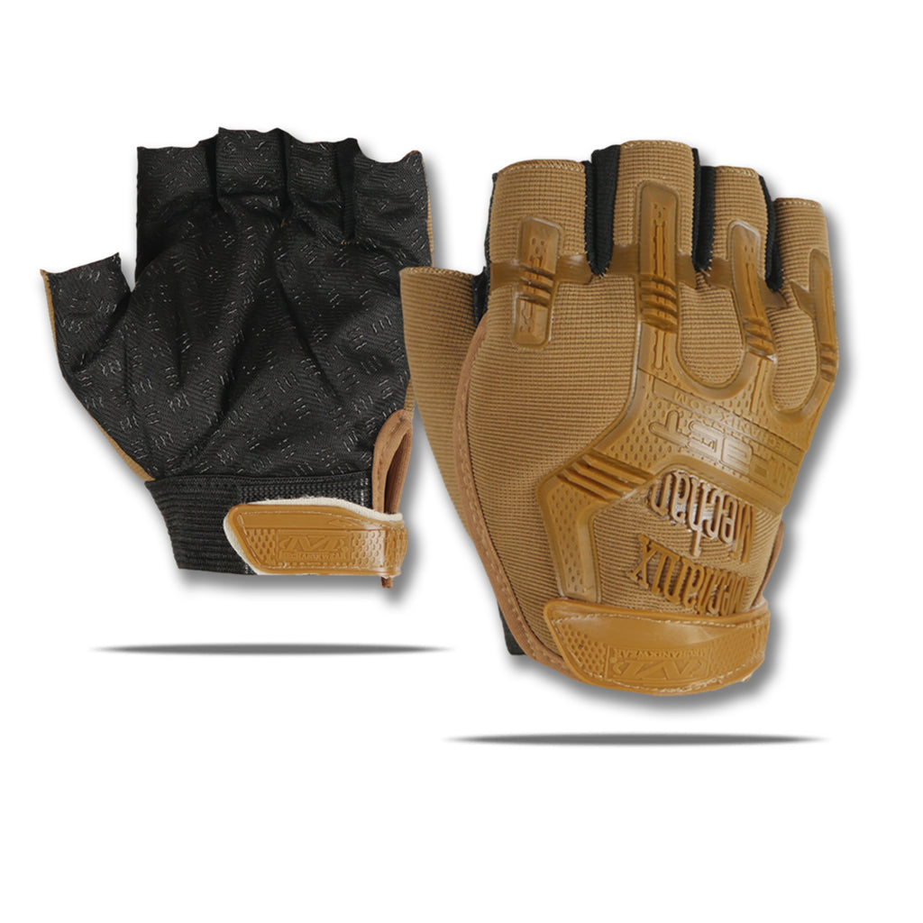 Безпалі Рукавиці койот з гумовим демпфером Mechanix