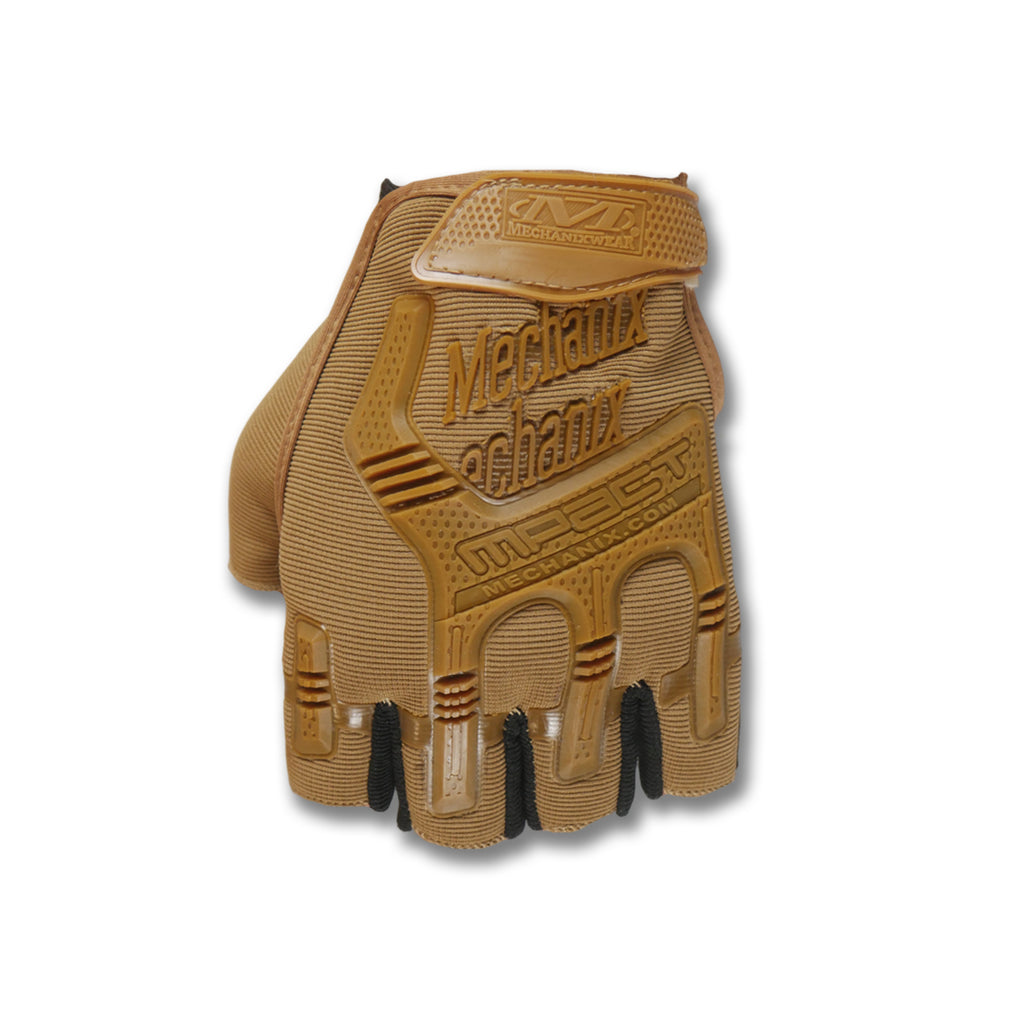 Безпалі Рукавиці койот з гумовим демпфером Mechanix