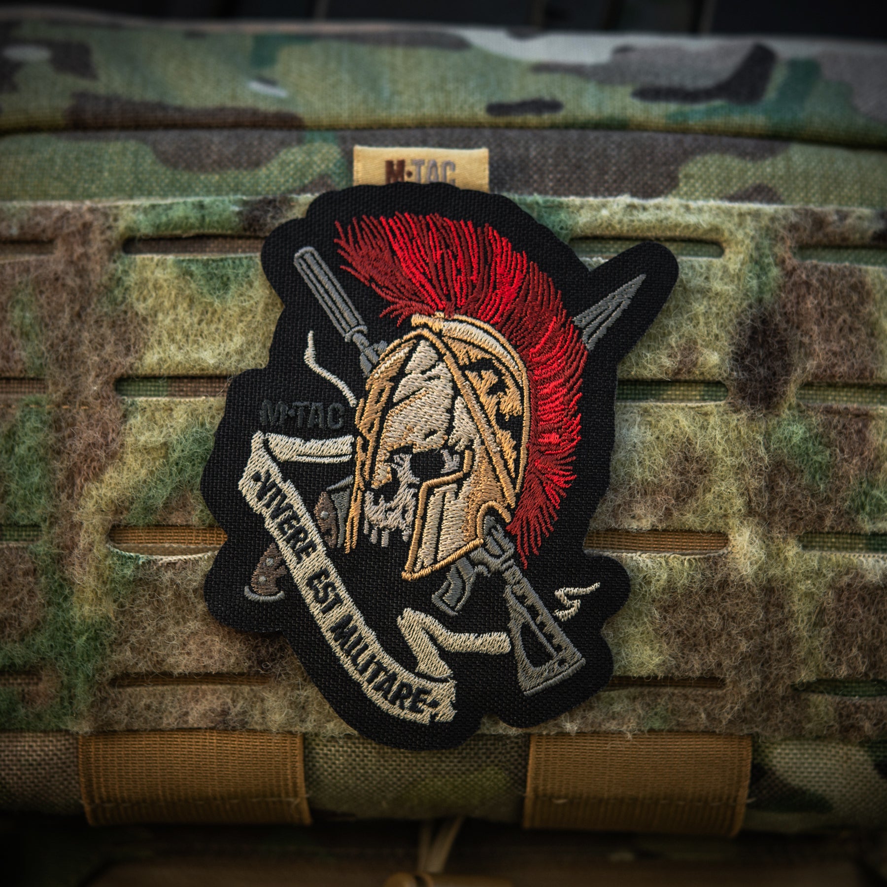 M-Tac нашивка шолом Vivere Est Militare (вишивка)