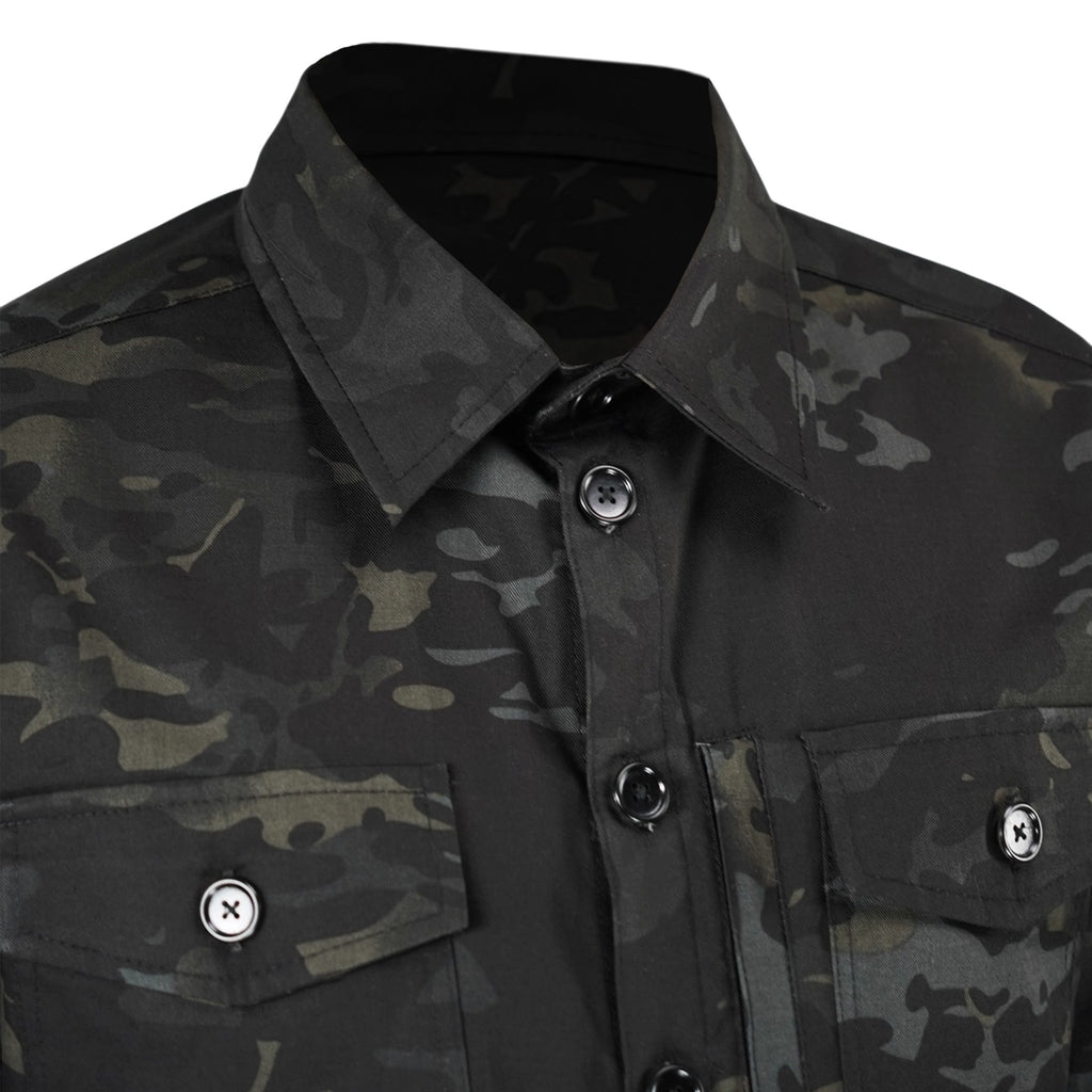 Сорочка тактична Operator 5 Twill чорний мультикам на ґудзиках