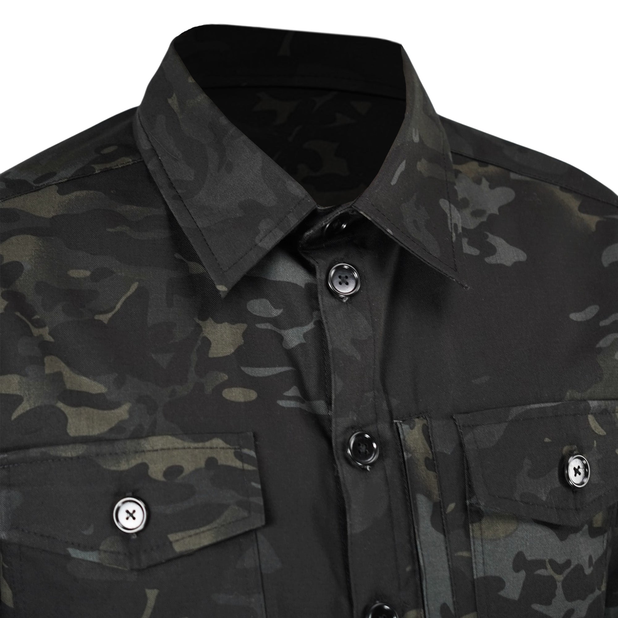 Сорочка тактична Operator 5 Twill чорний мультикам на ґудзиках