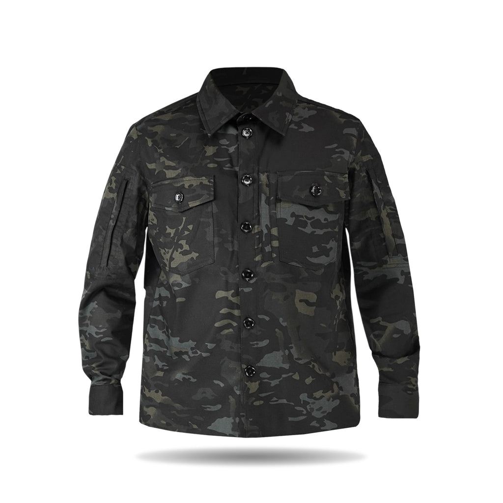 Сорочка тактична Operator 5 Twill чорний мультикам на ґудзиках