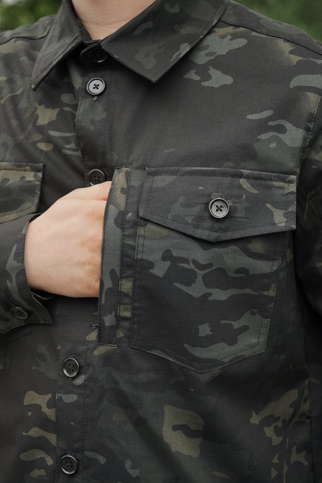 Сорочка тактична Operator 5 Twill чорний мультикам на ґудзиках
