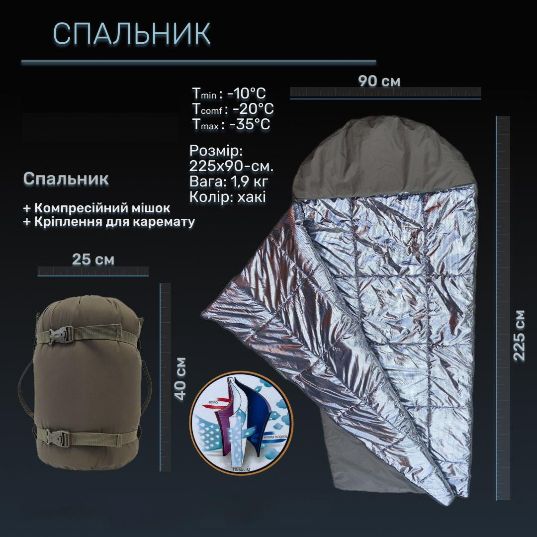 Спальний мішок «Ковдра» Tinsul-M з технологією Omni-Heat, хакі