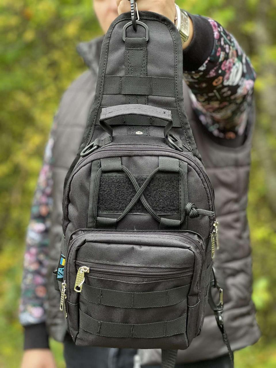 Сумка через плече — Чорна з MOLLE-системою